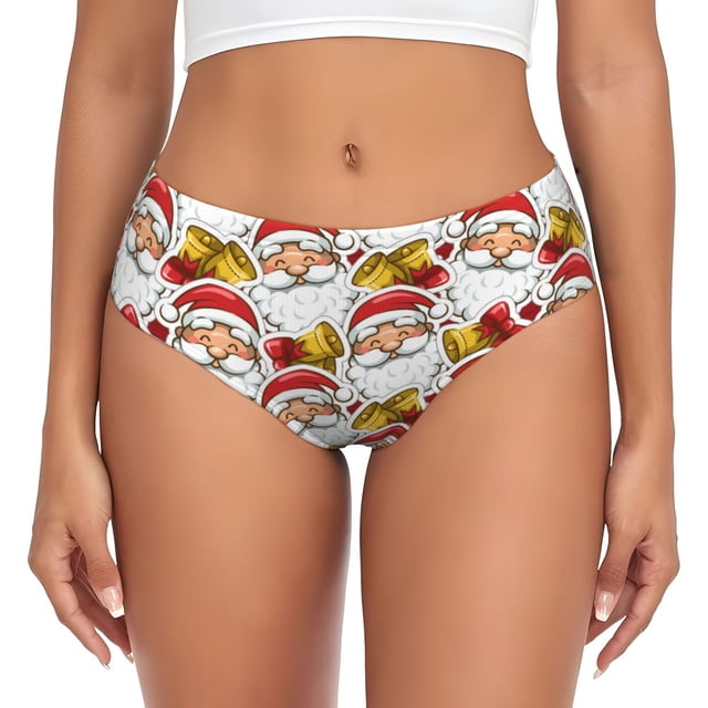 Fotbe Santa Claus bells Calzones Estampados para Mujer – Ropa Interior de Algodón, Cómoda, Suave y Elástica-Large