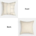 thumbnail image 3 of Sunlit 18x18 Decorative Farmhouse Linen Throw Pillow Covers, Boho Textured Pillow Case, Set of 2, Beige with White & Gray Stripe Patchwork Cushion Cover for Sofa Couch Living Room (Cover ONLY), 3 of 7