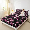 thumbnail image 4 of jejeloiu Kawaii Butterfly Twin Sheet Sets,Cute Cartoon Stars Twin Fitted Sheet,Pink Black Flat Sheet For Girls Teens,Super Cozy Room Decor,3 Pieces, 4 of 7