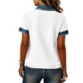 thumbnail image 4 of Womens Denim Button Down Tshirts Waffle Patchwork Summer Dressy V Neck Shirt Short Sleeve Business Blouse, White S, 4 of 5