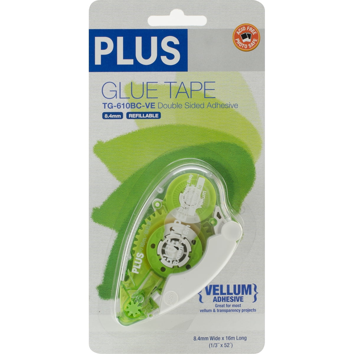 Plus Permanent Vellum Glue Tape Dispenser .33"X52.5'