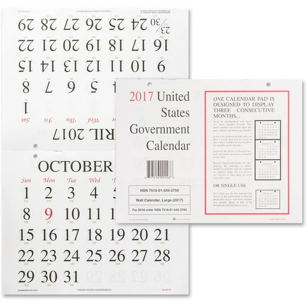 Unicor Fed Monthly Wall Calendar