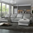 thumbnail image 2 of Holaki 5 Seat Large L-Shape Feather Filled Sectional Sofa, Convertible Sofa Couch with Reversible Chaise for Living Room, Light Gray, 2 of 14