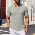 thumbnail image 2 of FRSASU Men's Ribbed Polo Shirts Short Sleeve V-Neck Slim Fit Polo Shirt Casual Summer Collared Golf Shirt Green, 2 of 5