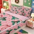 thumbnail image 3 of Manfei Elegant Christmas Tree Zipper Queen Comforter Set with Fitted Sheet and 2 Pillowcases,Merry Xmas Zipper Bedding Set,Pink Reversible,4pcs, 3 of 7