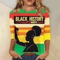 thumbnail image 2 of Penkiiy Women Black History Month Shirt Letter Print Tee Tops American African Black Pride Graphic 3/4 Sleeve Tees 3XL Multicolor, 2 of 5