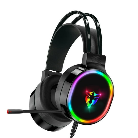 Headphones with Microphone,Gaming Headset with Microphone Most Laptop Over-Ear Headphones with Led Rgb Light Noise Canceling Mic 7.1 Stereo Surround Sound,Gaming Headset with Microphone