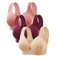 thumbnail image 1 of DecSea 3PC Woman's Embroidered Glossy Comfortable Breathable Bra Underwear No Rims, 1 of 2