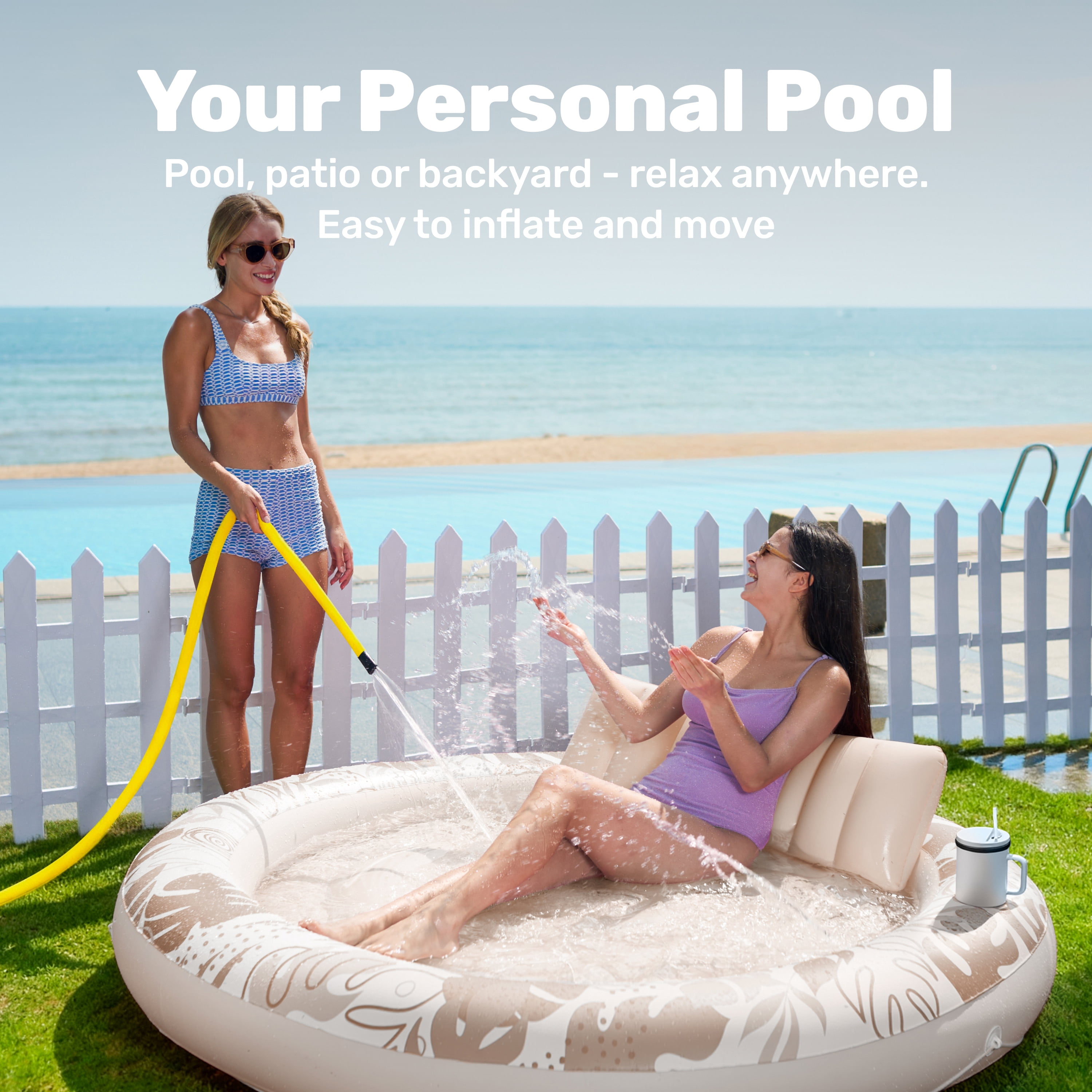 SLOOSH Round Fabric Tanning Pool (Champagne)