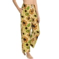 thumbnail image 6 of Salouo Sunflowers Print Women's Pajama Pants Casual Loose Sweatpants PJs Flowy Pants Drawstring Palazzo for Women Wide Leg Pants Lounge Pajama -Small, 6 of 8