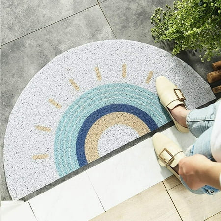 Creative Semi-Circular Area Rug Anti Slip Door Mat Rainbow Sun