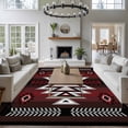 thumbnail image 4 of Red Pattern Retro Bohemian Washable Living Room Rugs 8'x10', Square Abstract Geometric Low Pile Throw Large Area Rug Non-Slip Sturdy Edge Binding Carpet for Bedroom Dining Room Office, 4 of 9