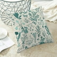 thumbnail image 4 of Summer Pillow Covers 18x18 Inch Set of 2,Teal Green Wild Flower Plant Throw Pillows Case,Seasonal Floral Outdoor Decorative Square Linen Farmhouse Decor Cushion Covers for Home Sofa Bed Couch, 4 of 5