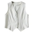 thumbnail image 2 of Hpapadks Summer Blazers for Women Lightweight Striped Sleeveless Slim Fit Button Down Vest Top Suit Coat White S, 2 of 4