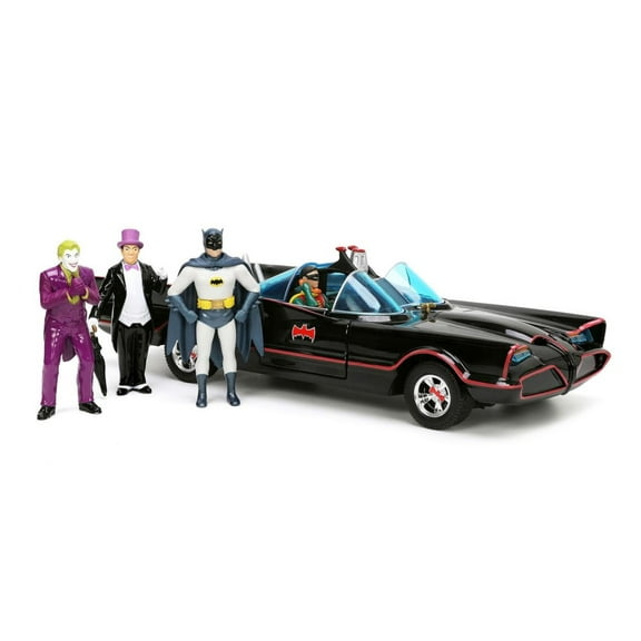 1966 Batmobile Classic TV Series w/Batman, Robin &Villians-Jada Toys 33737 - 1/24 scale Diecast Car