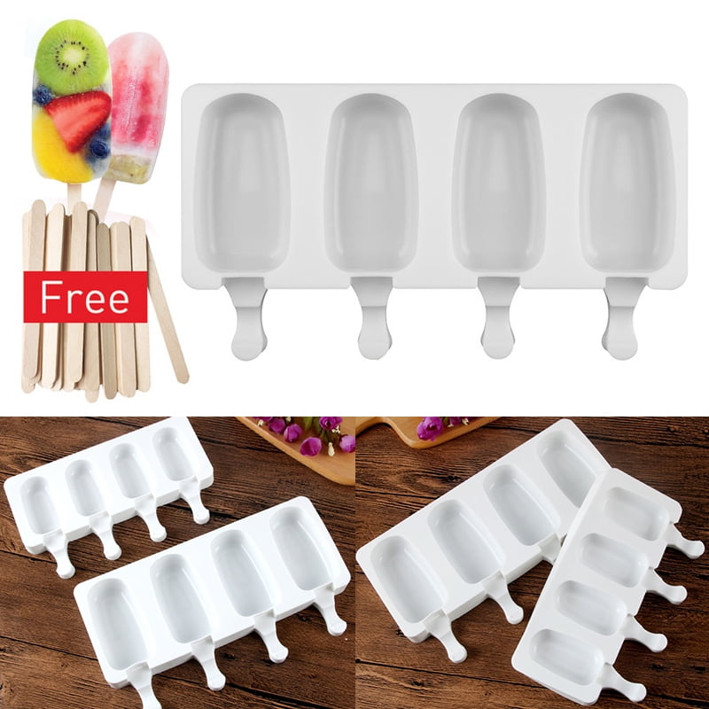 4 Cell Large Silicone Frozen Ice Cream Mold Juice Popsicle Maker Lolly Mould Sum 