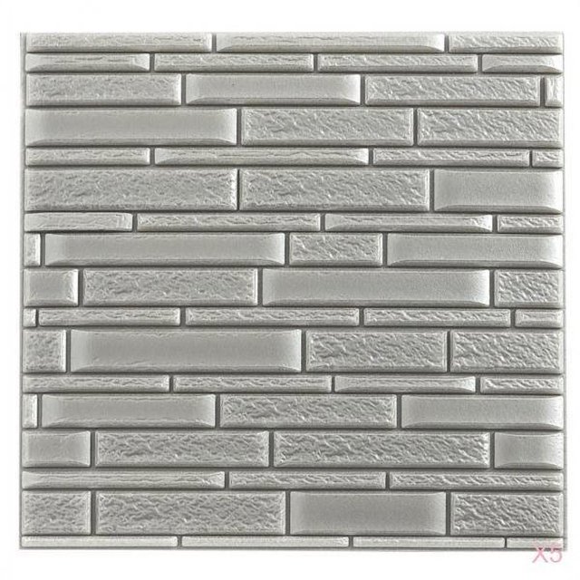 5x De Pared 3D Autoadhesivas Papel De Pared De Panel De Espuma PE Plata