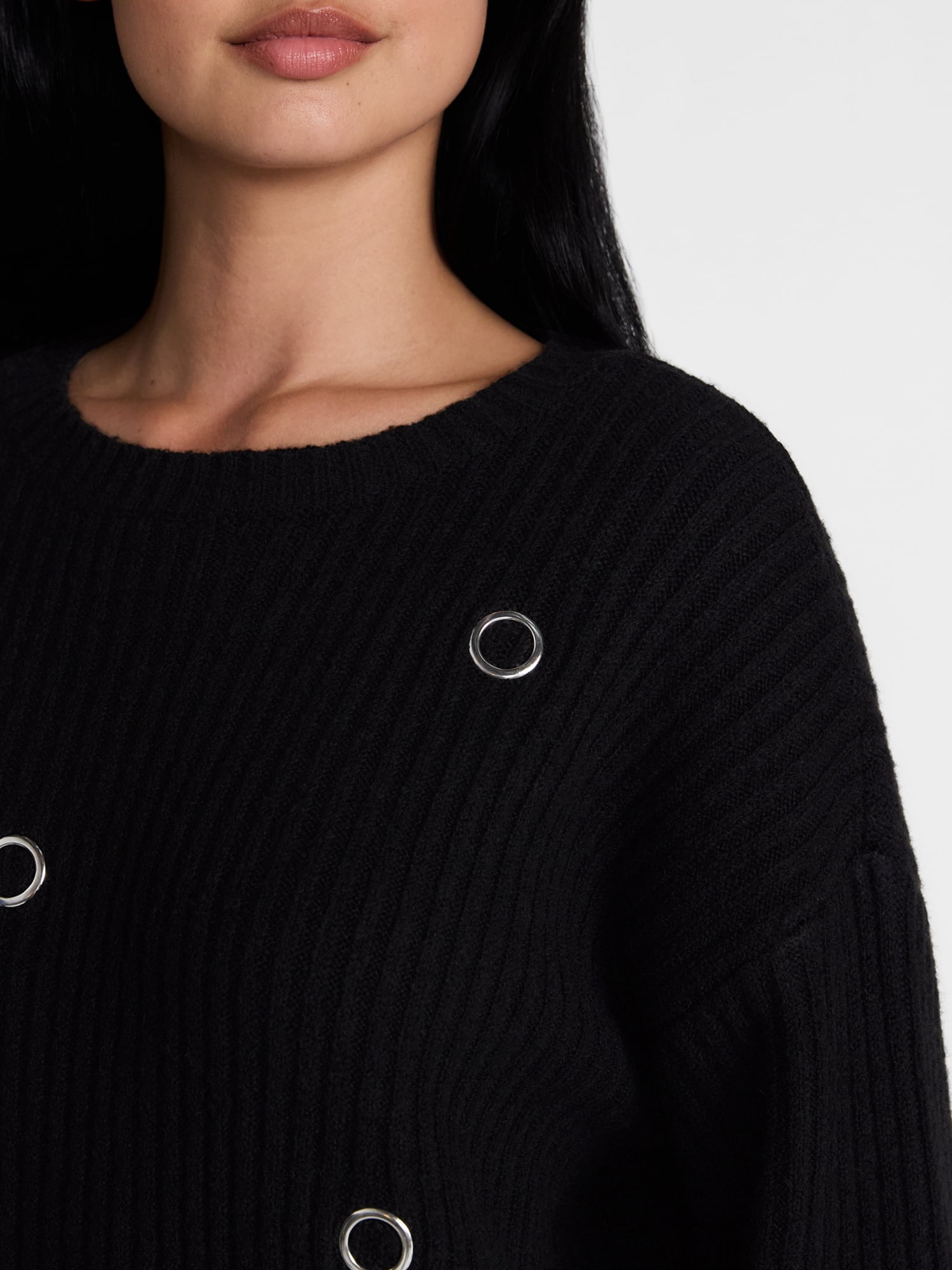 Madden NYC Women's Grommet Sweater with Long Sleeves, Midweight, Sizes XXS-XXL