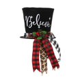 thumbnail image 2 of Christmas Tree Topper Hat Christmas Tree Nutcracker Decorations, Red Black Checkered Topper Hat, Xmas Holiday Winter Party Decoration Ornament Supplies, 2 of 8