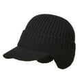 thumbnail image 1 of Gorro de punto grueso de oto?o para hombre, gorro clásico de lana cálido con orejeras para adultos con calentador de orejas (negro) LingWen 8390606705648, 1 of 1