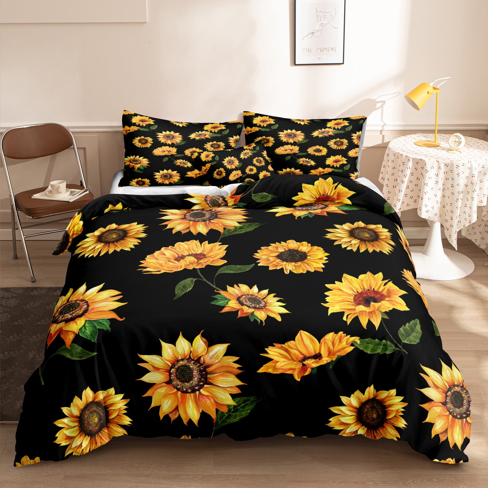 Move Over Sunflowers Bedding Sets King Black Gold Flowers Duvet Cover