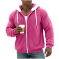 thumbnail image 3 of Fleece Jacket Men, Men's Fashion Full-Zip Solid Color Long-Sleeve Hooded Double-Faced Fleece Jacket Top, Regular-Fit, Long Coat Men, 3 of 6