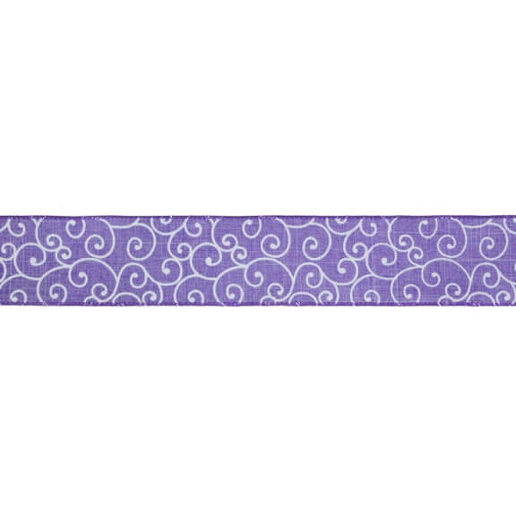 Northlight Christmas Swirl Wired Spring Craft Purple Polyester Ribbon, 360" x 2.5"