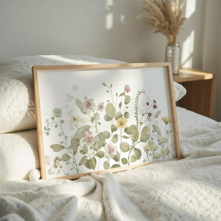 Rustic Meadow Flowers Spring Floral Wall Art, Unframed Paper Print Size 8x12