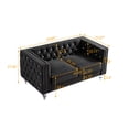 thumbnail image 3 of usihxjg 2-Seater Loveseat Plush Velvet Couch for Living Room with Luxurious Diamond Tufting & Acrylic Crystal Buttons, Mid-Century Modern Upholstered Sofa, Black, 3 of 5