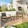 thumbnail image 5 of Asofer 3 Pieces Patio Bistro Wicker Chairs , All-Weather Outdoor Rattan Conversation Set with Glass Table for Lawn, Poolside, Porch,Beige, 5 of 8