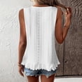 thumbnail image 4 of Womens Ruffle Tank Tops V Neck Sleeveless Shirts Solid Color Curved Cross Hem Vest, L, 4 of 4