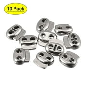 Uxcell 4.5mm Dia Two Holes Spring Lanyard Cord Locks Toggles Silver Tone 10 Pack