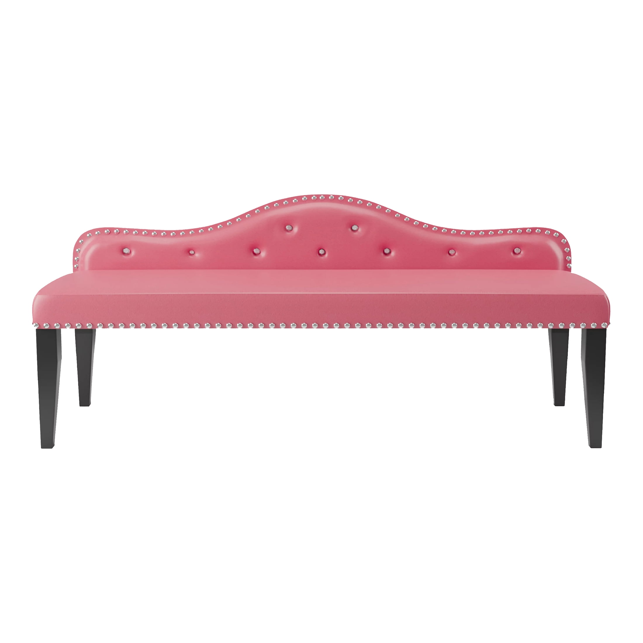Furniture of America Marina Faux Leather Upholstered Bench, Pink