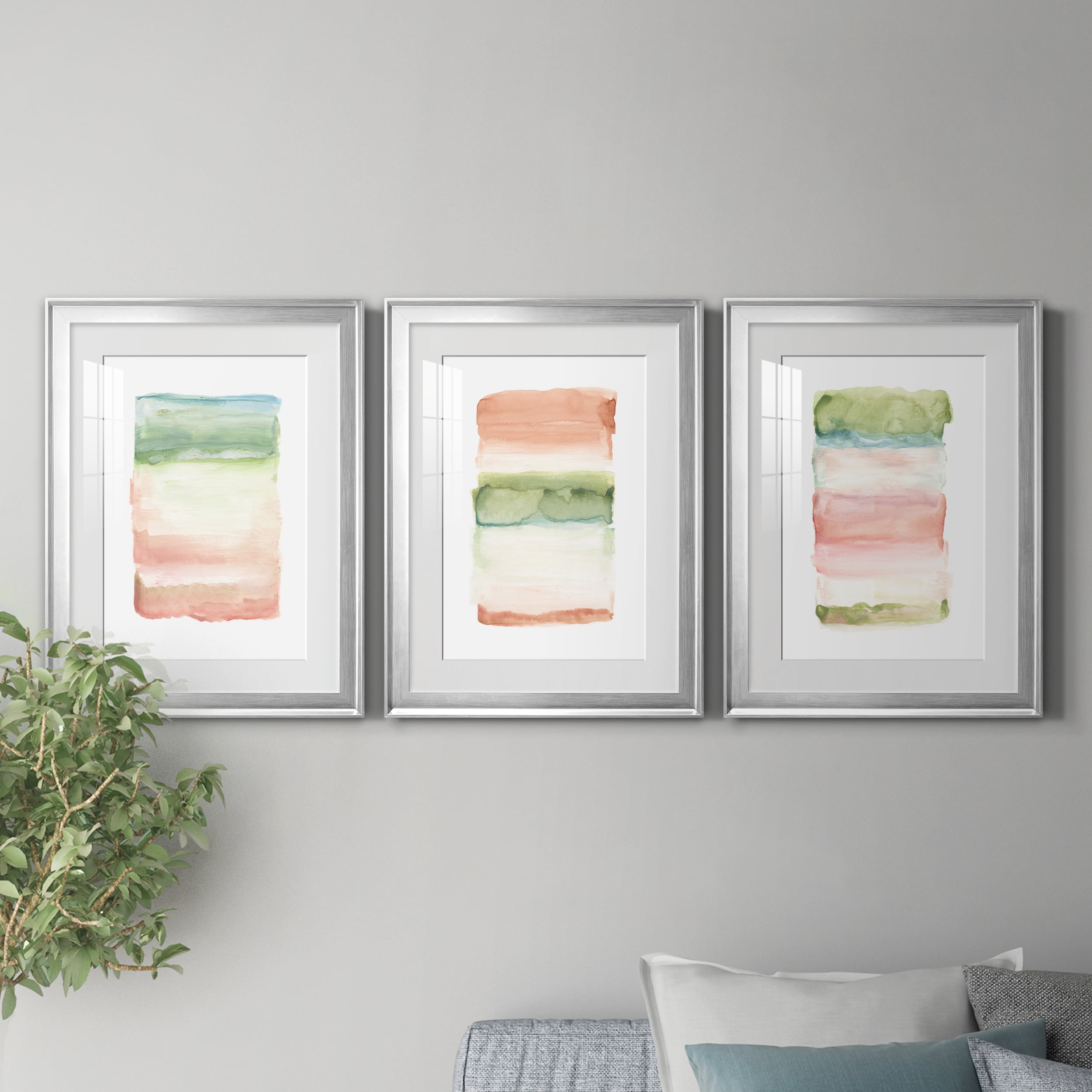 Skye I Premium Framed Prints Set of 3 - Ready to Hang - 22 x 30 Each - Silver Frame