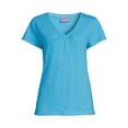 thumbnail image 3 of RealSize Women's Shirred V-Neck Tee with Short Sleeves, Sizes XS-3XL, 3 of 6