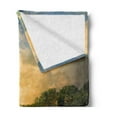 thumbnail image 2 of Nature Soft Flannel Fleece Blanket, Wooden Deck on the Lake Surrounded by Foliage Greenery Evening Sky Serene Landscape, Cozy Plush for Indoor and Outdoor Use, 60" x 80", Multicolor, by Ambesonne, 2 of 5
