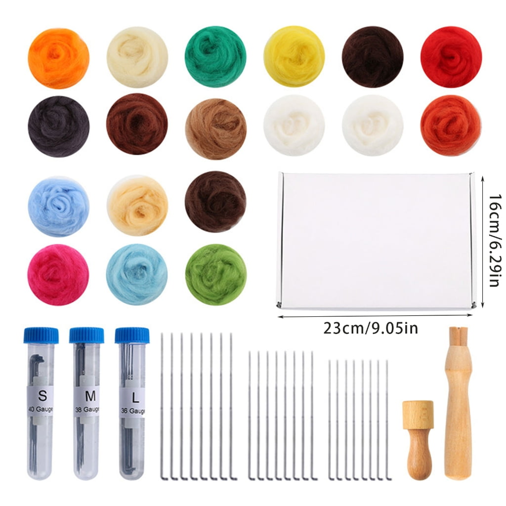 Geemin 18 Colors Needle Felting Kits Wool Felting Tools Handmade Felt Needle Wool Felting Accessories for Adults Felting Supply