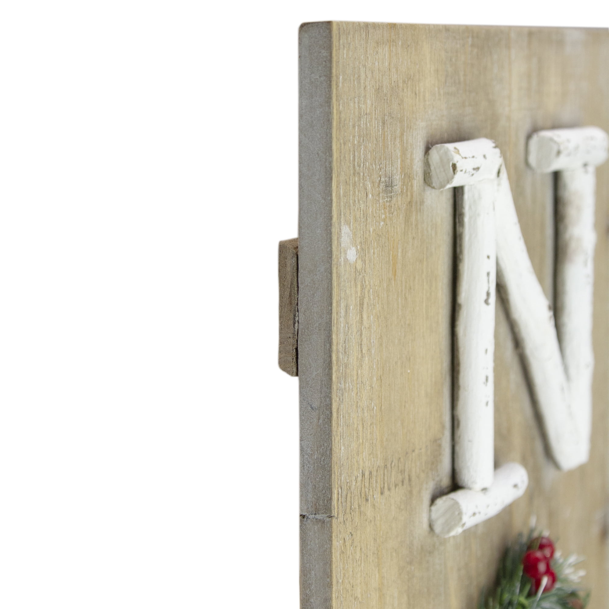 23.75" Vertical Beige Wooden Noel Christmas Sign with Santa's Belt