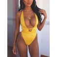 thumbnail image 3 of Womens Sexy Deep V Neck High Waist Multi-Way Bandage One Piece Swimsuits Swimwear, 3 of 6