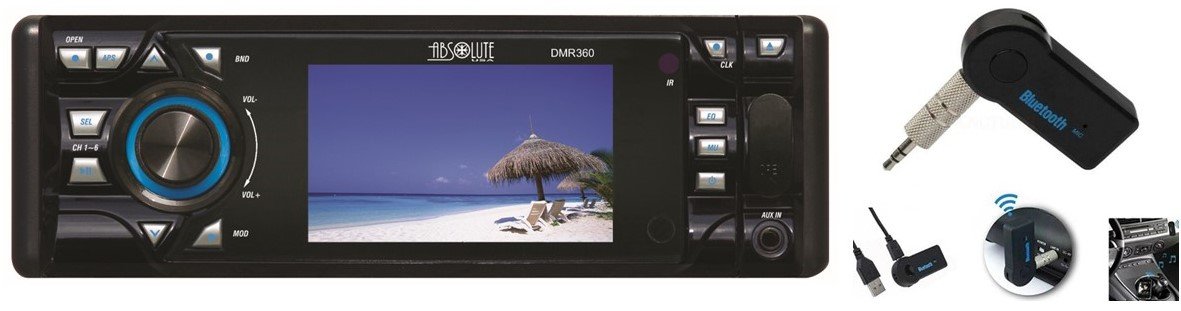 Absolute DMR-360BTAD 3.5-Inch In-Dash Receiver with DVD Player Flip Down Detachable - image 1 of 1