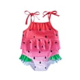 thumbnail image 2 of LYHao Girls Swimsuit Summer Baby Sun Watermelon Bowknot Pattern Toddler Swimwear,One-Piece Bathing Suit 12-18 Months Red, 2 of 5