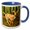 Blue/White, variant on 3drose, Deer in the Forest Running, 11oz Two-tone Yellow Mug