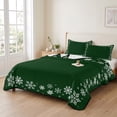 thumbnail image 2 of Quilts Full Size Bedding Set, Green Snowflake Christmas Lightweight Quilted Comforter, Xmas Snowflake Winter Modern Art Soft Reversible Bedspread Coverlet with Pillow Covers for All Season, 78" x 90", 2 of 9