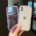 thumbnail image 5 of for iPhone 11 Case 6.1",Cute Curly Wave Case with Star Glitter,Clear Shiny Bling Soft TPU Shockproof Phone Protecive Case for Women Girls-Blue, 5 of 9