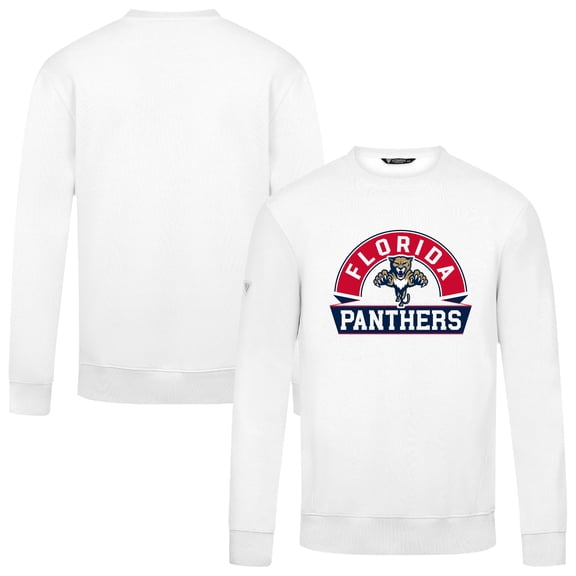 Men's Levelwear White Florida Panthers Zane Banner Arch Pullover Sweatshirt