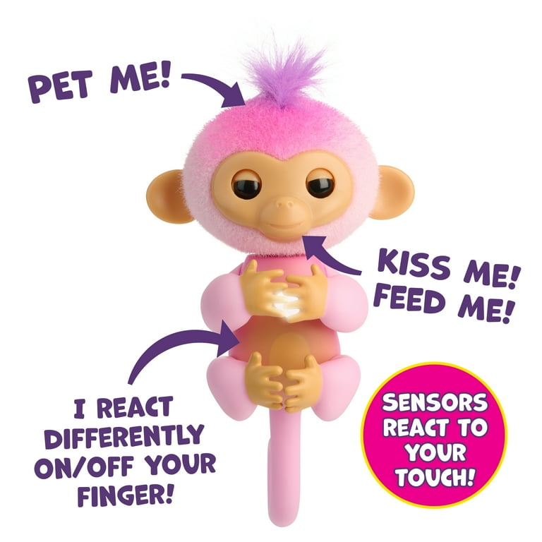 Fingerlings 2023 New Interactive Baby Monkey Reacts to Touch – 70+ Sounds &  Reactions – Harmony (Pink)