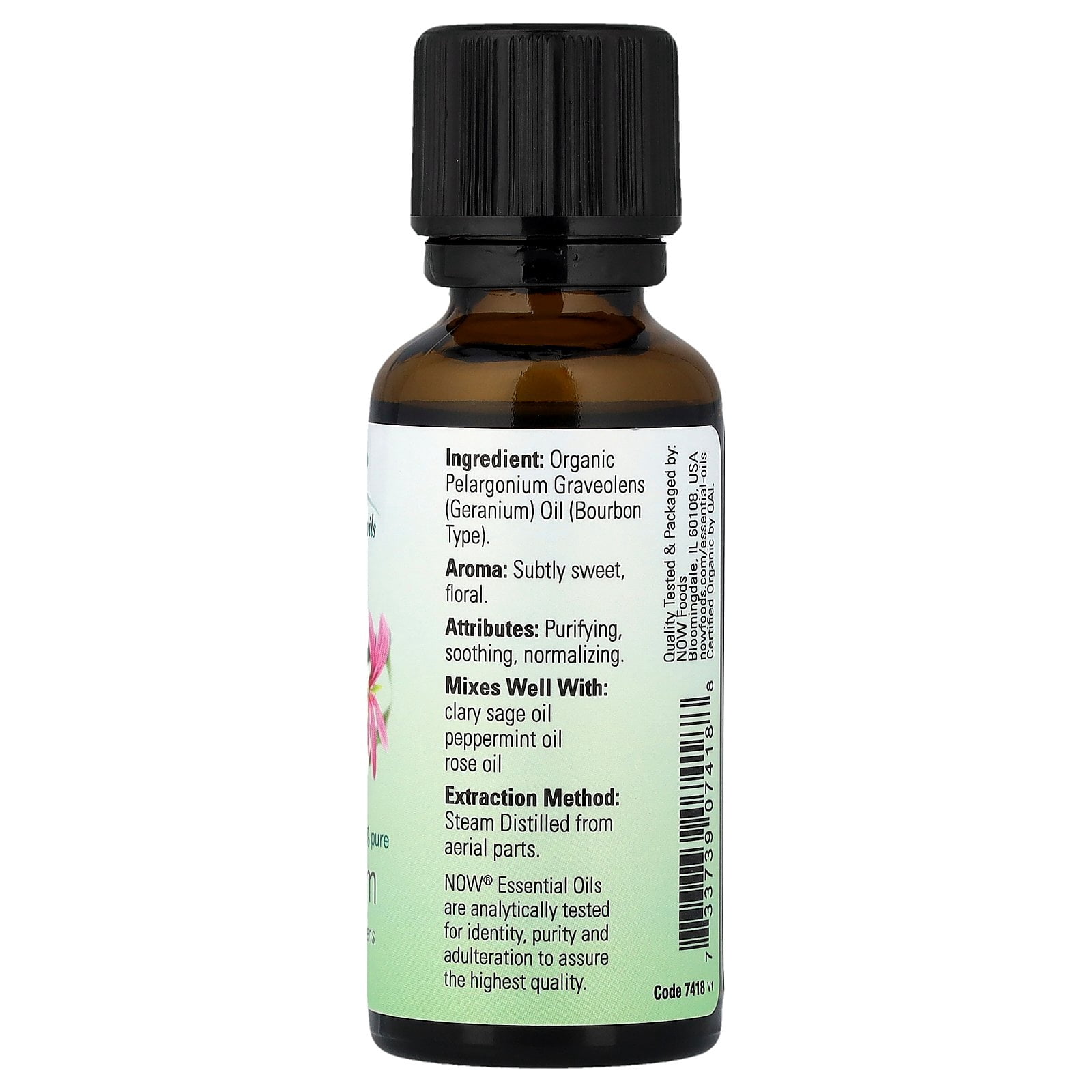 NOW Foods Essential Oils, Organic Geranium, 1 fl oz (30 ml)