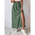 thumbnail image 6 of Women'S Floral Print Wrap Skirt, Casual Side Slit Midi Skirt for Vacation & Resort Wear Green M, 6 of 8