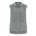thumbnail image 4 of Sleeveless for Women Suede Vests Pocket Outwear Jacket 2025 Fashion Outerwear Fall Winter Cardigans Full Zip Outfits Lapel V Neck Peacoat Casual Trendy Clothes Coat Shacket Jackets, 4 of 9