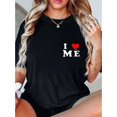 thumbnail image 1 of Camiseta elegante con estampado de corazones para mujer: camiseta informal de manga corta con cuello redondo, top cómodo de verano, camisetas informales, 1 of 6